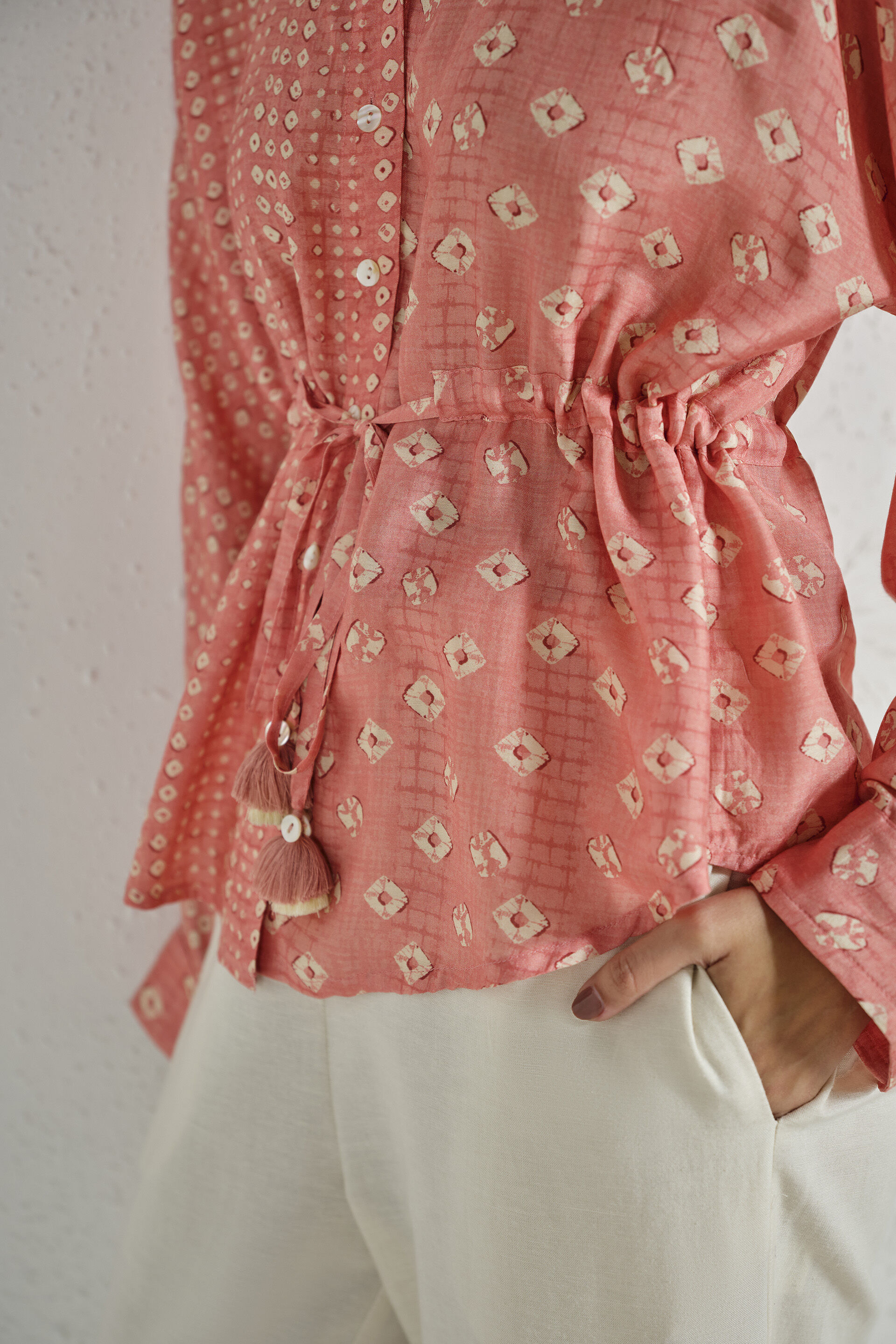 Pink Cinch Printed Shirt, Pink, image 4